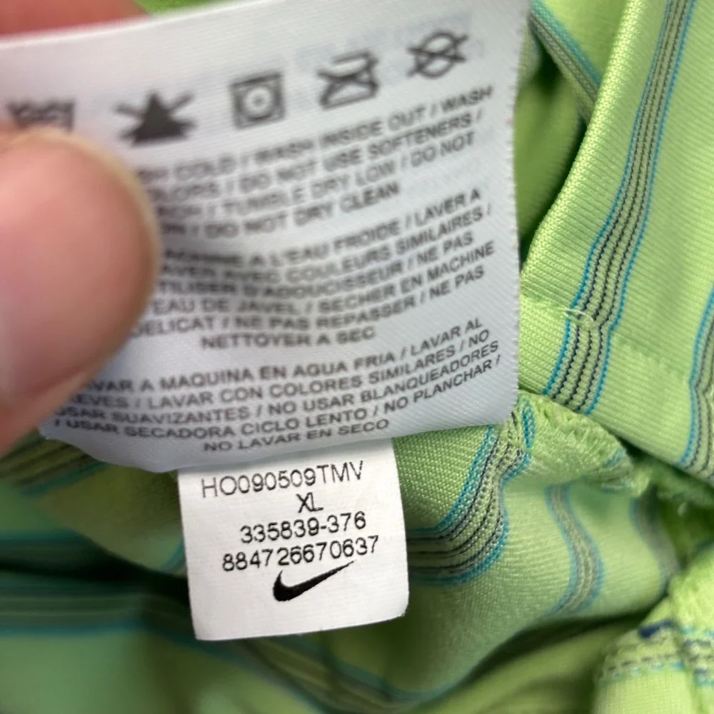 Nike Golf Fit Dry Polo Shirt Mens‎ XL Lime Green Striped Short Sleeve